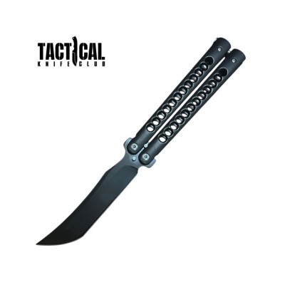 Black Drop Point Balisong Butterfly Knife – 8.25" Flipper