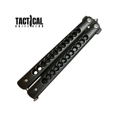 Black Drop Point Balisong Butterfly Knife – 8.25" Flipper