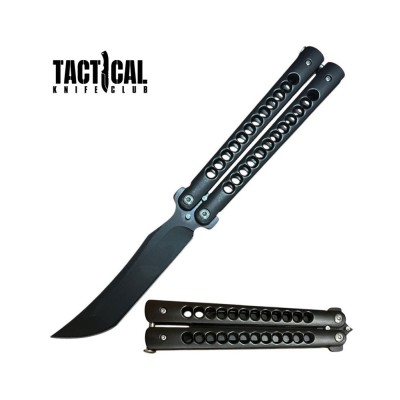 Black Drop Point Balisong Butterfly Knife – 8.25" Flipper