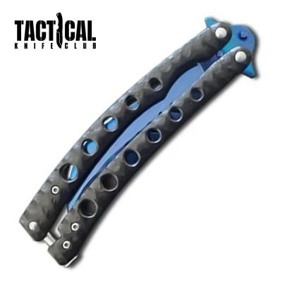 Predator Curved Blue Blade Butterfly Knife – Durable & Stylish