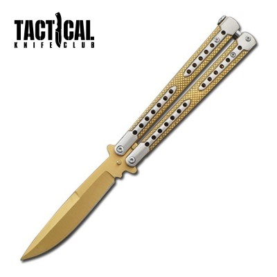 Swift Golden Balisong Two-Tone Titanium Butterfly Knife