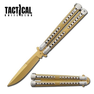 Swift Golden Balisong Two-Tone Titanium Butterfly Knife