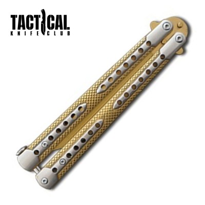 Swift Golden Balisong Two-Tone Titanium Butterfly Knife