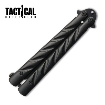 Black Vortex Balisong Butterfly Knife with Aluminum Handles