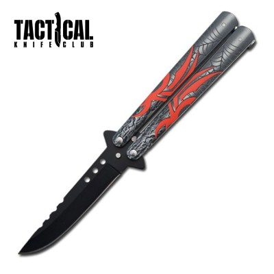 Red Spider Balisong Butterfly Knife – 8.75" Black Blade