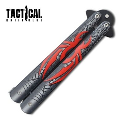 Red Spider Balisong Butterfly Knife – 8.75" Black Blade