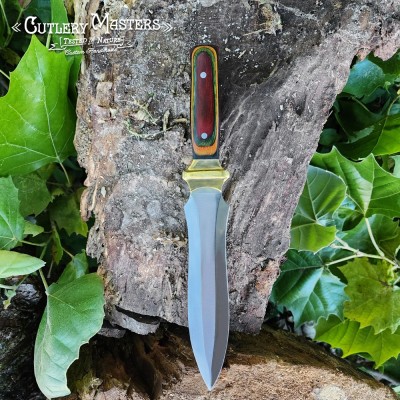 Spear Tip Premium Stainless Steel Outdoor Blade with Colorwood Handle