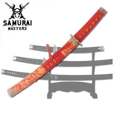 3-Piece Red Katana Sword Set with Stand – Perfect for Collectors