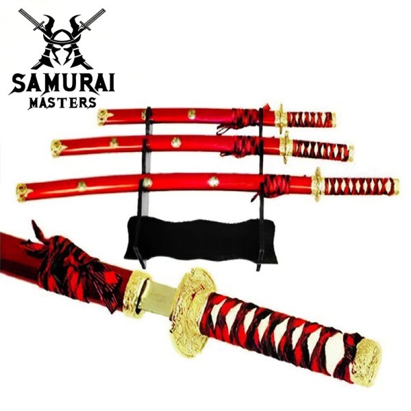 3 Piece Japanese Samurai Katana Sword Set