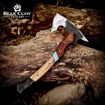 Handmade Forged Bushcraft Camping Axe 17" High Carbon Steel