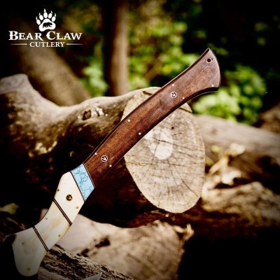 Handmade High Carbon Steel Forged Axe with Leather Sheath