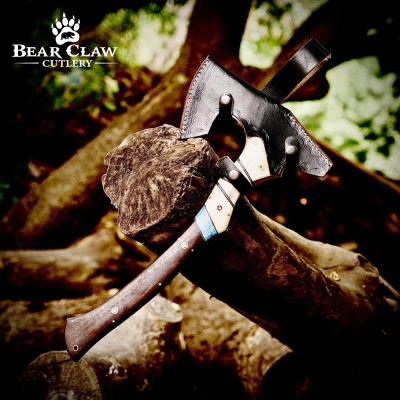 Handmade High Carbon Steel Forged Axe with Leather Sheath