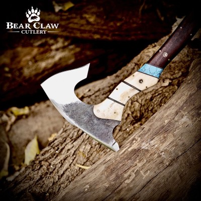 Handmade High Carbon Steel Forged Axe with Leather Sheath