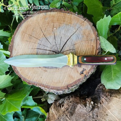 Spear Tip Premium Stainless Steel Outdoor Blade with Colorwood Handle