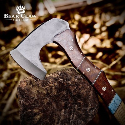 Handmade Forged Bushcraft Axe – 15.2" High Carbon Steel Blade