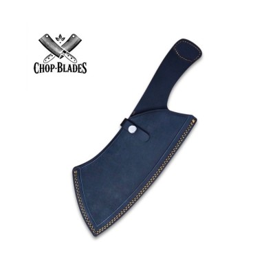 Handmade Carbon Steel Cleaver Knife with Wooden Handle and Sheath