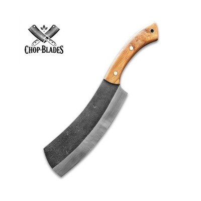 Handmade Carbon Steel Cleaver Knife with Wooden Handle and Sheath