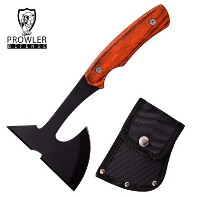 Wood Grip Hand Hatchet Throwing Axe | Tactical Black Blade Finish