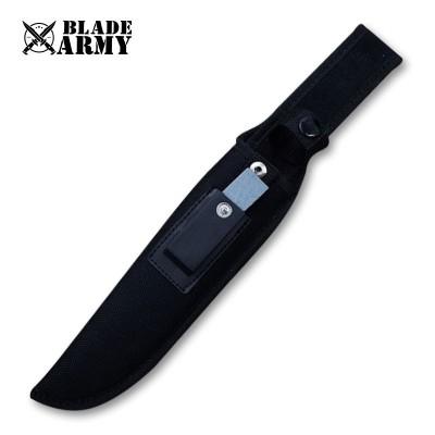 Tactical Fixed-Blade Survival Knife with Vinyl Sheath for Outdoor Use