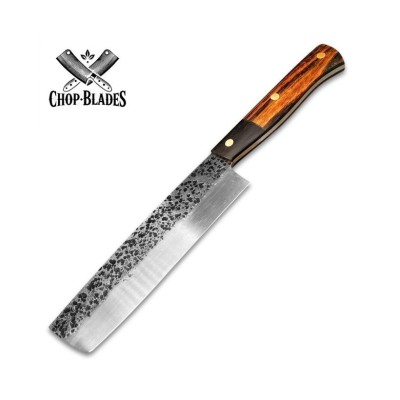 Handmade Carbon Steel Kitchen Knife with Hammered Finish & Sheath