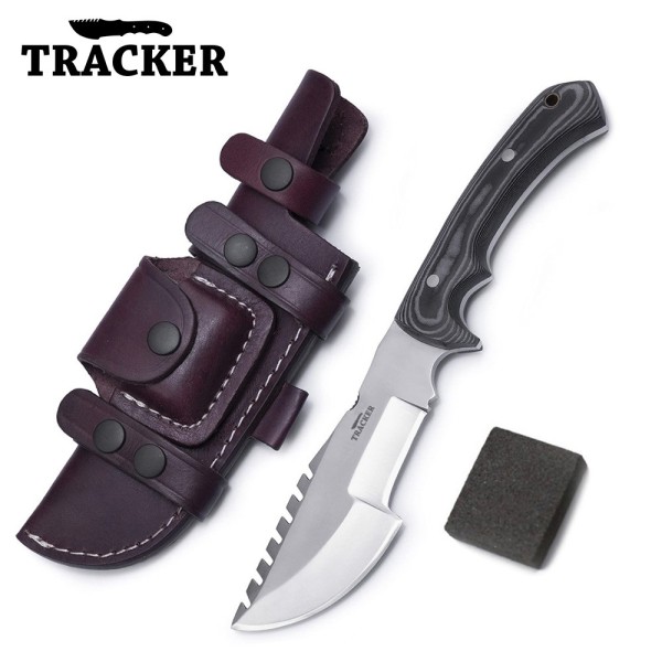 Handmade Tracker Knife D2 Steel Hunting and Tactical Knife with Micarta Handle