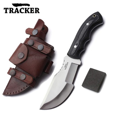 Handmade G10 Handle D2 Tool Steel Tactical Knife with Leather Sheath