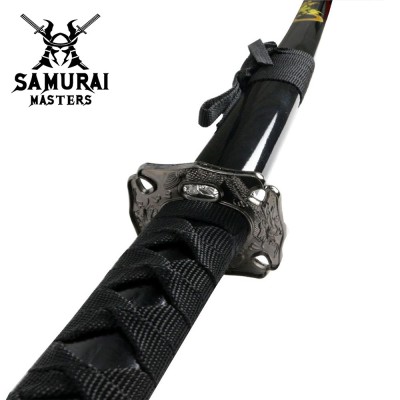 3-Piece Black Samurai Sword Set – Carbon Steel Blades with Stand