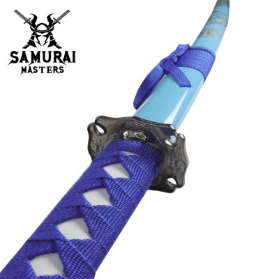 3-Piece Light Blue Dragon Samurai Sword Set with Stand