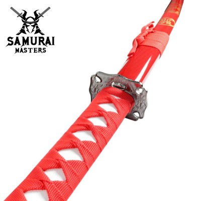 3-Piece Red Dragon Samurai Sword Set with Stand