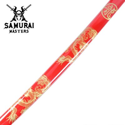 3-Piece Red Dragon Samurai Sword Set with Stand