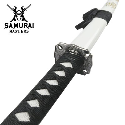 3-Piece White Dragon Samurai Sword Set with Stand