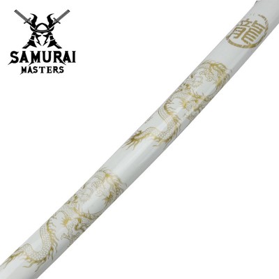 3-Piece White Dragon Samurai Sword Set with Stand