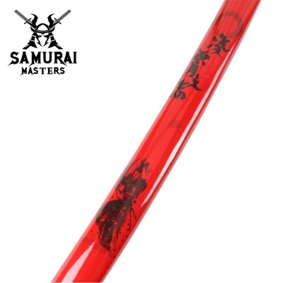 3-Piece Red Samurai Katana Sword Set with Stand