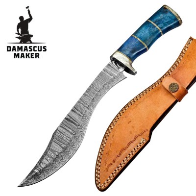 Damascus Kukri Knife with Camel Bone Handle & Sheath