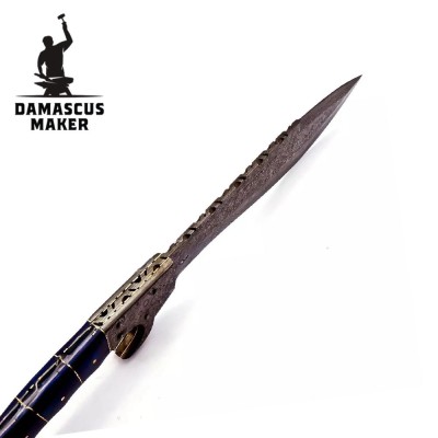 Premium Damascus Kukri Knife with Leather Sheath