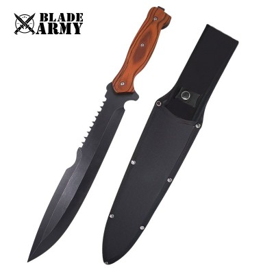 Full Tang Survival Knife with Wood Handle and Sheath – Outdoor Ready