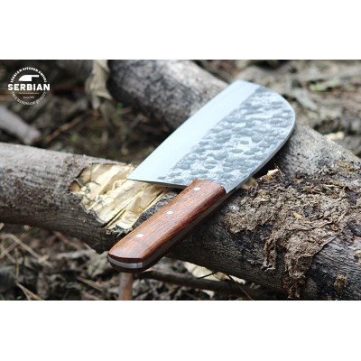 Serbian Steel Cleaver Chef Knife - High-Quality Carbon Steel Blade