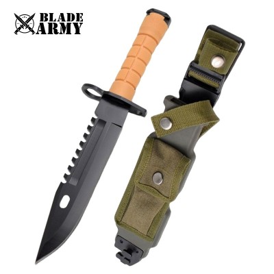 Military Tactical Survival Knife with Saw-Back Blade and Sheath