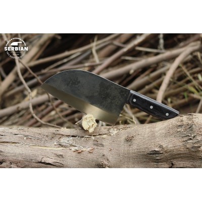 Premium Carbon Steel Chef Knife with Black Wood Handle