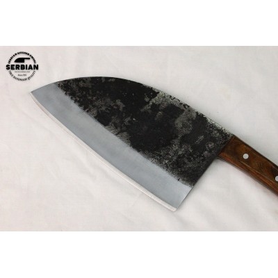 Carbon Steel Serbian Style Chef Knife with Wood Handle