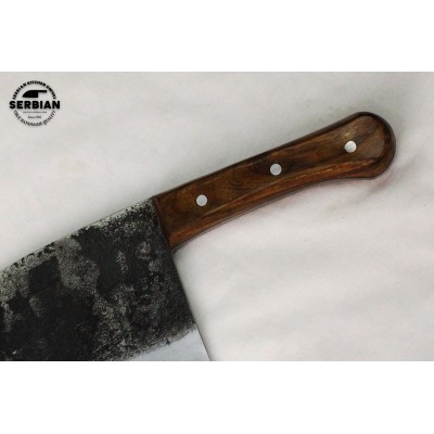 Carbon Steel Serbian Style Chef Knife with Wood Handle