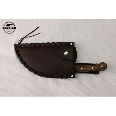 Carbon Steel Serbian Style Chef Knife with Wood Handle