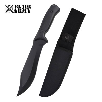 Tactical Stainless Steel Survival Knife with Wooden Handle & Sheath