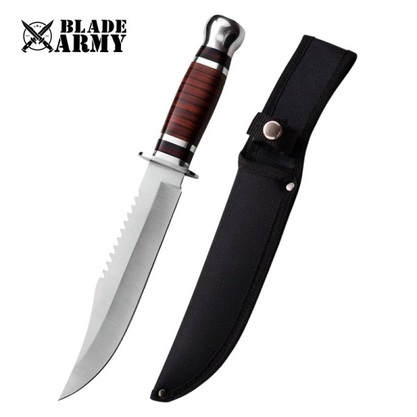 Survivor Fixed Blade Hunting Knife with Color Wood Handle