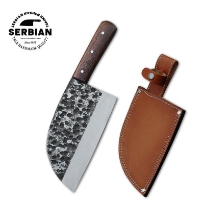 Serbian Steel Cleaver Chef Knife - High-Quality Carbon Steel Blade