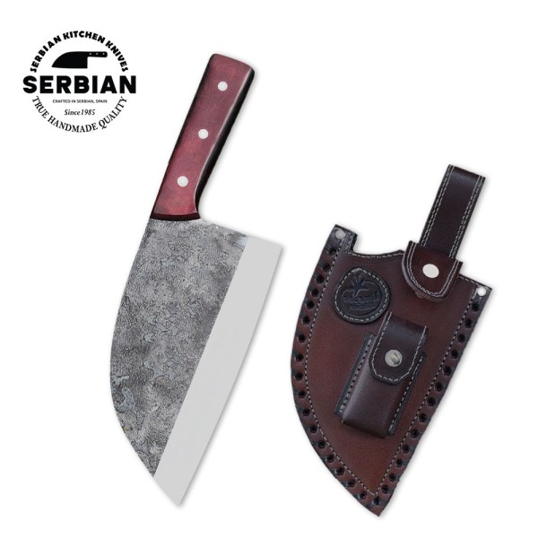 Handmade Carbon Steel Serbian Chef Knife with Micarta Handle