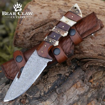 Sentinel Gut Hook Knife | Damascus Steel & Exotic Handle