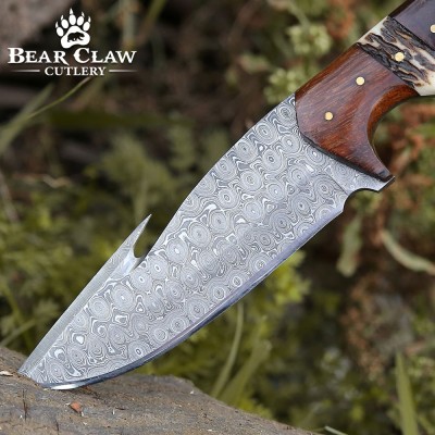 Sentinel Gut Hook Knife | Damascus Steel & Exotic Handle