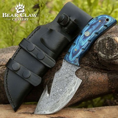 Hand-Forged Damascus Hunting Knife with Pakkawood Handle