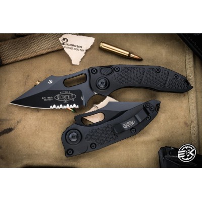 Microtech Stitch Automatic 3.75" Black Serrated Knife – USA Made